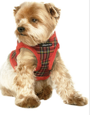 Luxury Fur Lined Red Tartan Dog Harness